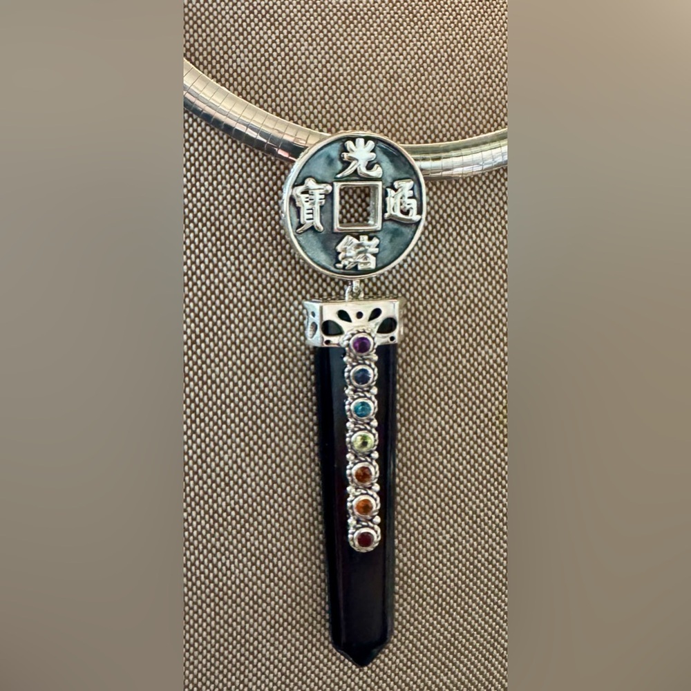 Silver Onyx Enhancer with Multicolor Gemstones